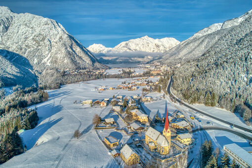 Fresh snow transforms Lake Achensee and its surrounding villages into a winter wonderland.