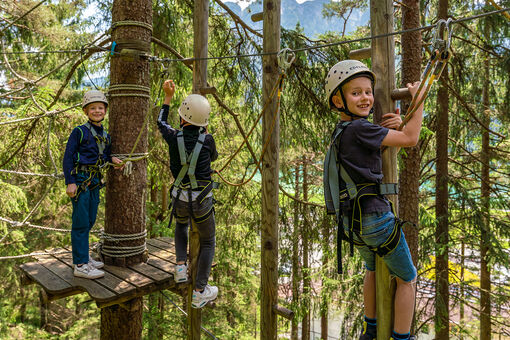 Climbing fun for kids at the Achensee Adventure Park in Achenkirch.