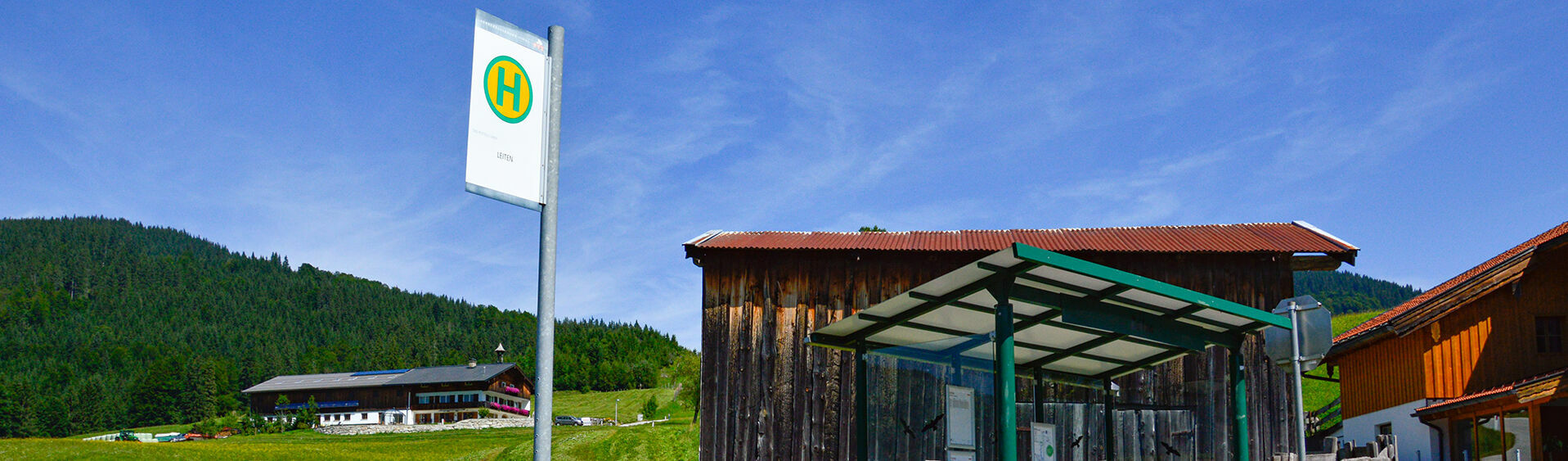 A bus stop in Steinberg am Rofan in summer.